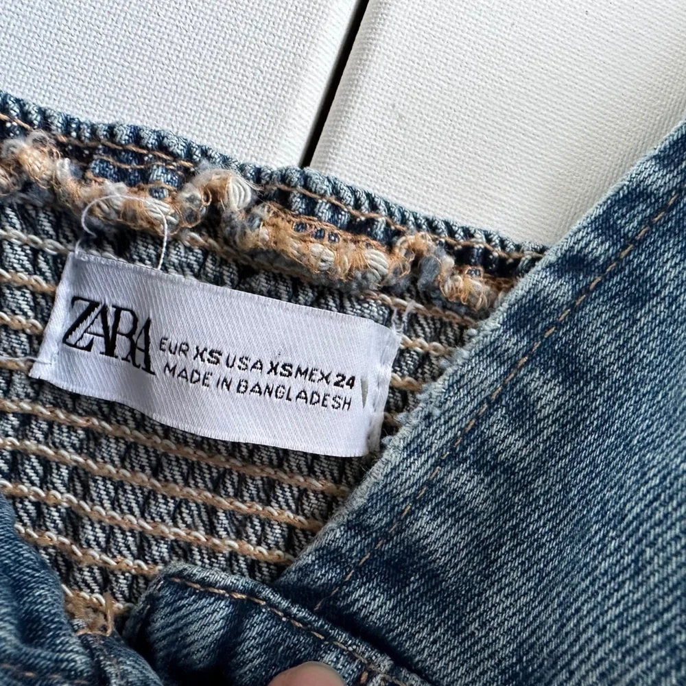 Women's Zara Blue Denim Vest Tank Top Smock Detail Women XS - Picture 9 of 12